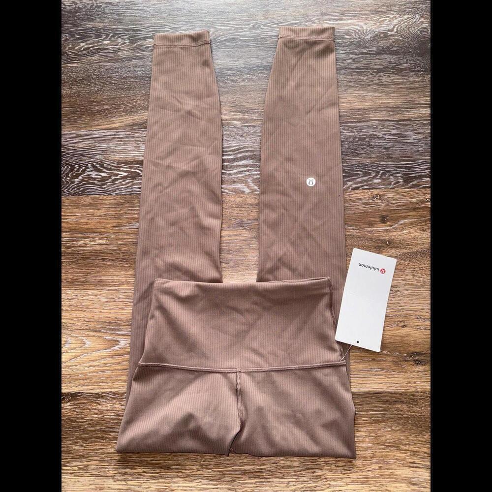 Lululemon Wunder Train Ribbed High Rise 28” Taupetastic Size 0 NWT